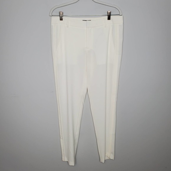 VINCE Satin Bound Easy White Skinny Leg Trouser Dress Pants Sz 6 - Picture 2 of 8